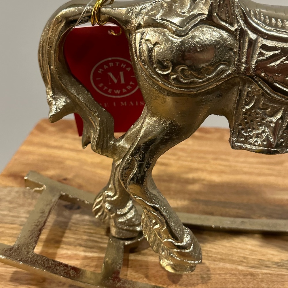 Martha Stewart Metallic Gold Rocking Horse Christmas Decor - Picture 7 of 11